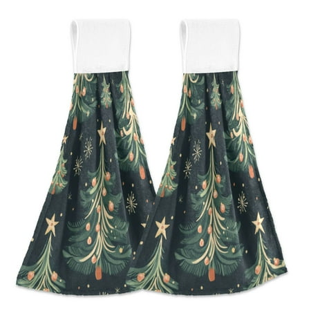 

2 Bathroom Towels Kitchen Towels 18.2x14In Velcro Hand Wipes Dish Cloths & Dish Towels Washroom Towels Face Towel Hand Wipes Christmas Tree Cartoon3