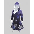 thumbnail image 2 of Rosegal Plus Size Hooded Snowflake Print Asymmetrical Hem Dress, 2 of 5
