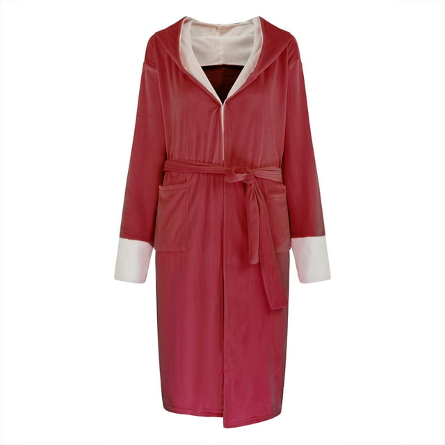 Gift TIMIFIS Mens Womens Robe Soft Plush Fleece Hooded Bathrobe Warm Lounge Robe Spa Bath Robe pring/Summer