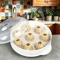 thumbnail image 5 of 1 Pc Multifunctional Microwave Oven Steamer with a Transparent Lid Microwave Vegetable Steamer Cookware Microwave Dish Kitchen Cooking Steamer for Cooking Dumpling, 10.43"x4.33", White, 5 of 7