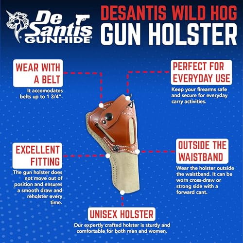 New Ambidextrous Leather Wild Hog Holster, 7"