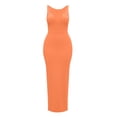 thumbnail image 5 of JGGSPWM Women's Plus Size Bodycon Tank Dress Deep V-neck Sleeveless Casual Long Maxi Dresses Party Club Beach Sundresses Orange S, 5 of 6