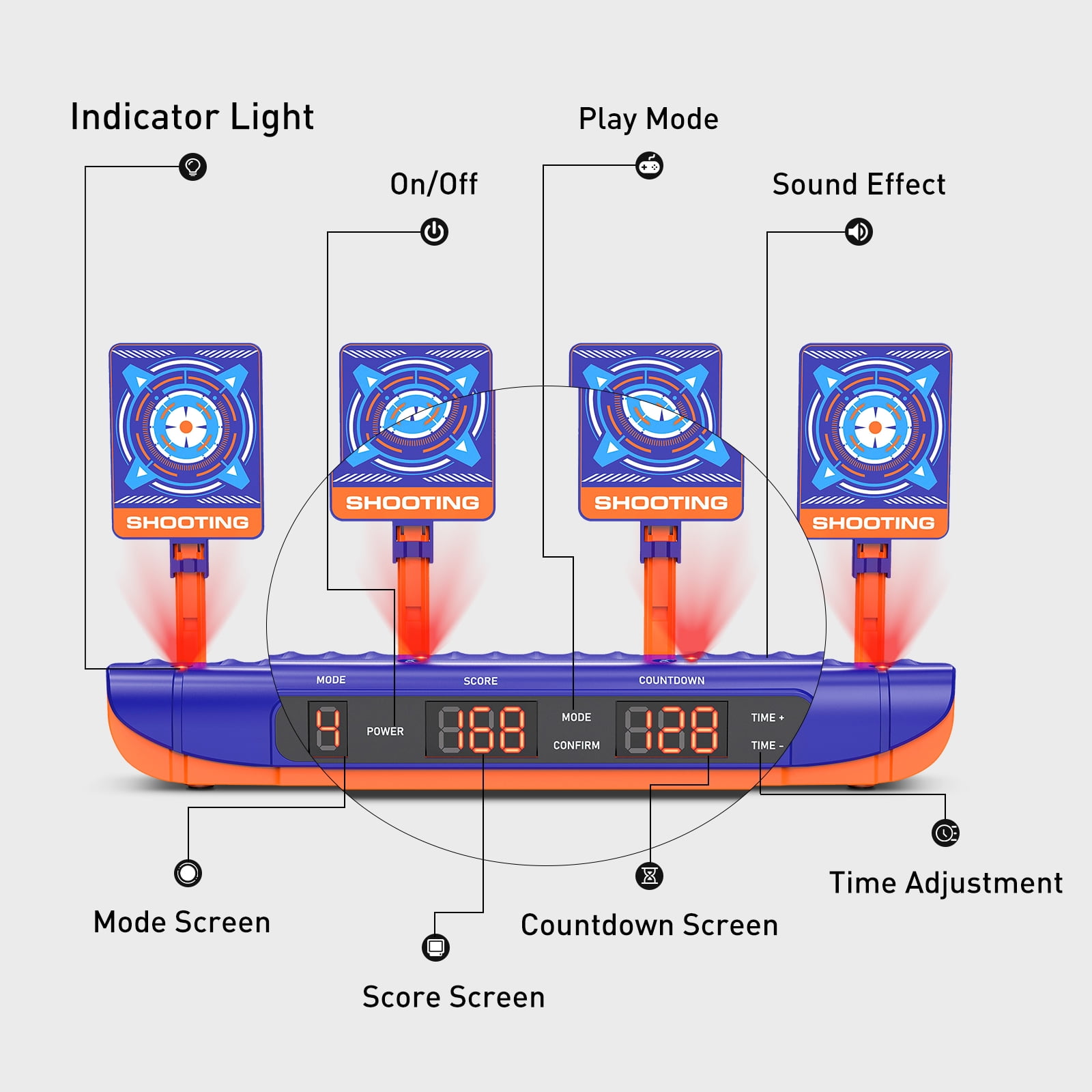 Carsky Electronic Shooting Target with 2 Foam Dart Blasters Outdoor Toys for Boys Kids 5 6 7+