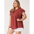 thumbnail image 2 of BluTúniManDe Aleteo Cuello V Dividido Verano Fluido Cordón TalGrande PaMujer Rojo Ladrillo 3XL, 2 of 6