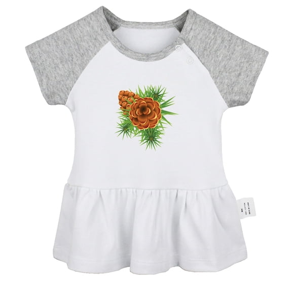Nature Fir Tree Pattern Dresses For Baby, Newborn Babies Skirts, Infant Princess Dress, 0-24M Kids Graphic Clothes (Gray Raglan Dresses, 18-24 Months)