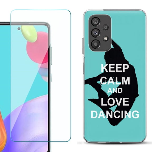Slim-Fit Fashion Phone Case for Samsung Galaxy A53 5G, with Tempered Glass Screen Protector, by OneToughShield ® - Keep Calm / Dancing