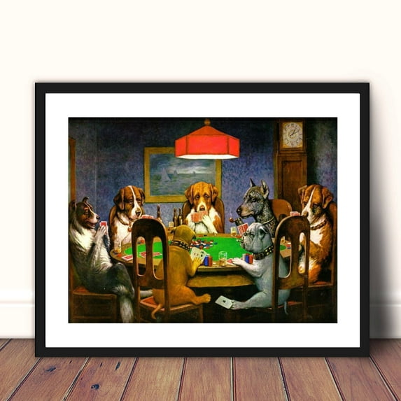 Dogs Playing Poker by Cassius Marcellus Coolidge Poker room Framed Wall Art Print