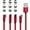 Red, variant on Magnetic Charging Cable 540° Rotating Magnetic Phone Charger [4-Pack, 3ft/3ft/6ft/6ft] 3 in 1 Magnetic Charger Cable Nylon Braided Magnetic USB Cable for i-P/Micro USB/Type C Device-Purple