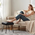 thumbnail image 4 of Ebenchico Faux Leather Upholstered Vanity Stool with 4 Metal Legs PU Footstools for Makeup Bedroom Entryway, Black, 4 of 12