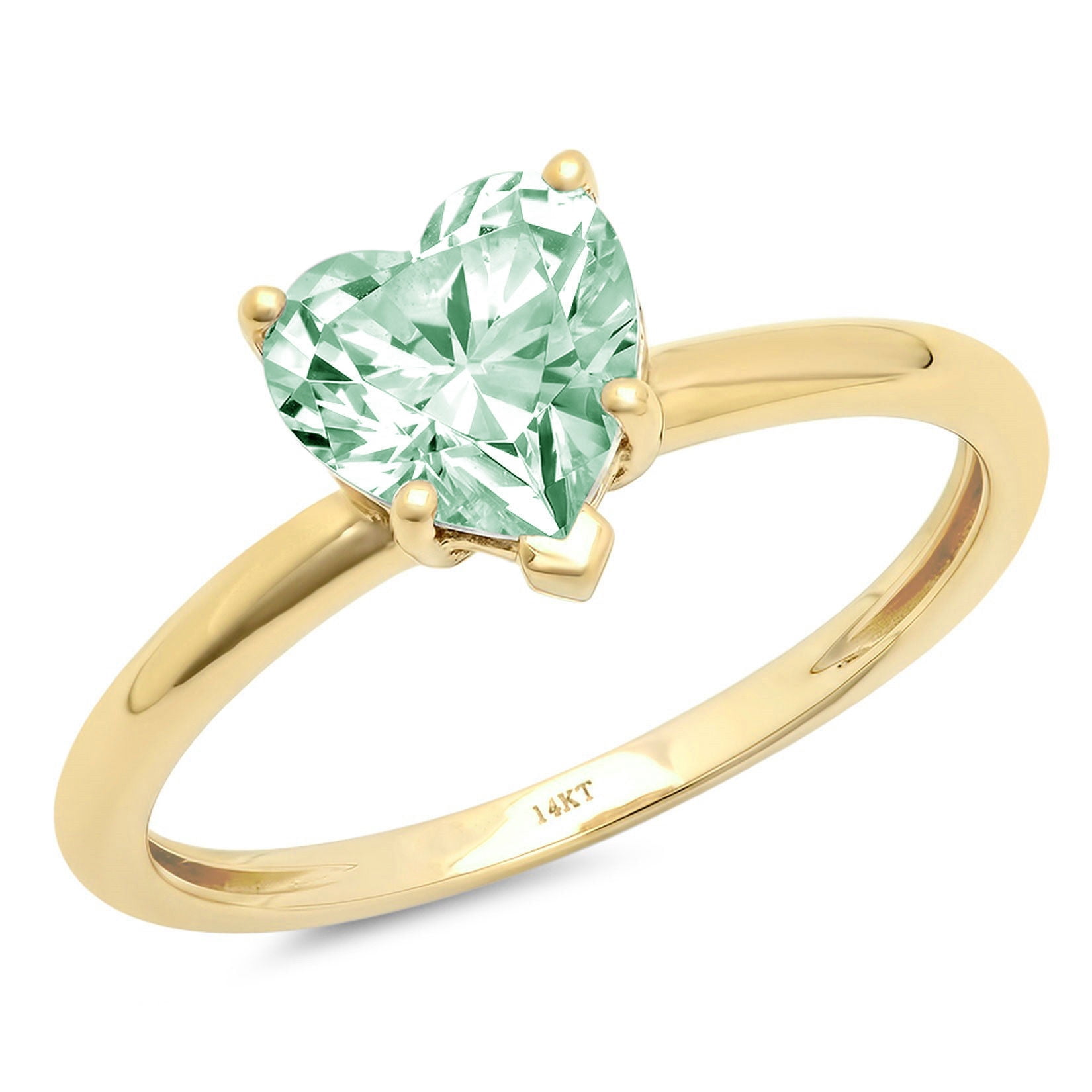 FB Jewels 14k Yellow Gold Genuine Birthstone Solitaire Pear Gemstone And Diamond Wedding Engagement Statement Ring