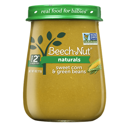 (10 Jars) Beech-Nut Naturals Baby Food Jar, Stage 2, Sweet Corn & Green Beans, 4