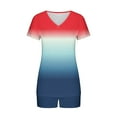 thumbnail image 5 of Scyoekwg Womens 2 Piece Outfits Casual Sweatsuits Sets Loose Gradient Color Trendy Short Sleeve V-Neck Tops Shorts Casual Tracksuit Matching Sets (Red,XL), 5 of 6