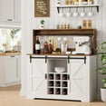 thumbnail image 3 of SNYNUXX Farmhouse Coffee Bar Cabinet, Storage Buffet Table with Wine Rack and Sliding Barn Door, White, 3 of 7