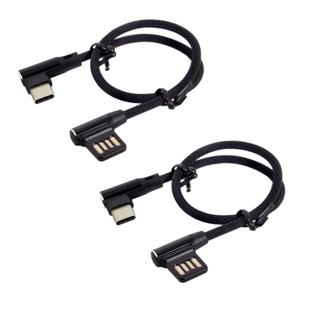 Cable de datos USB-C 3.1 Tipo-C a USB 2.0 en ángulo de 90 grados (izquierda/derecha) con funda para tableta y teléfono (15 cm)