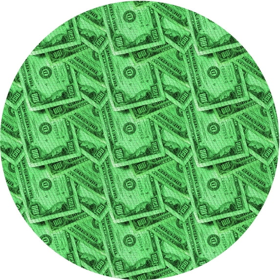 Ahgly Company Indoor Round Patterned Neon Green Area Rugs, 4' Round