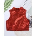 thumbnail image 4 of Nyeemya Kids Girls Shiny Metallic Vest Sleeveless Turtleneck Crop Top Gymnastic Cropped Shirts Ballet Dance Tops Red 12, 4 of 7
