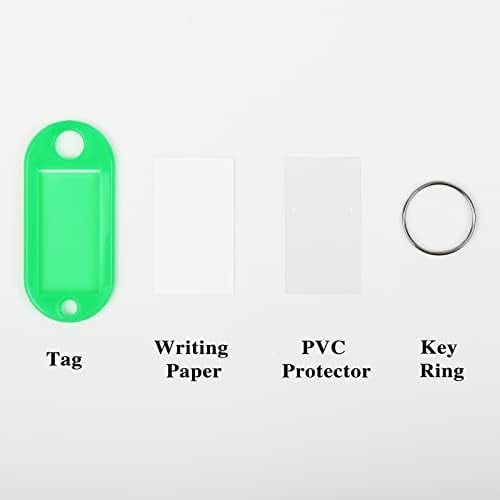 Tekola Plastic Key Tags 220 Pcs, Key Labels with Ring and Label Window, Key Chain ID Tags, Key Identifiers for Name, Luggage 10 Colors