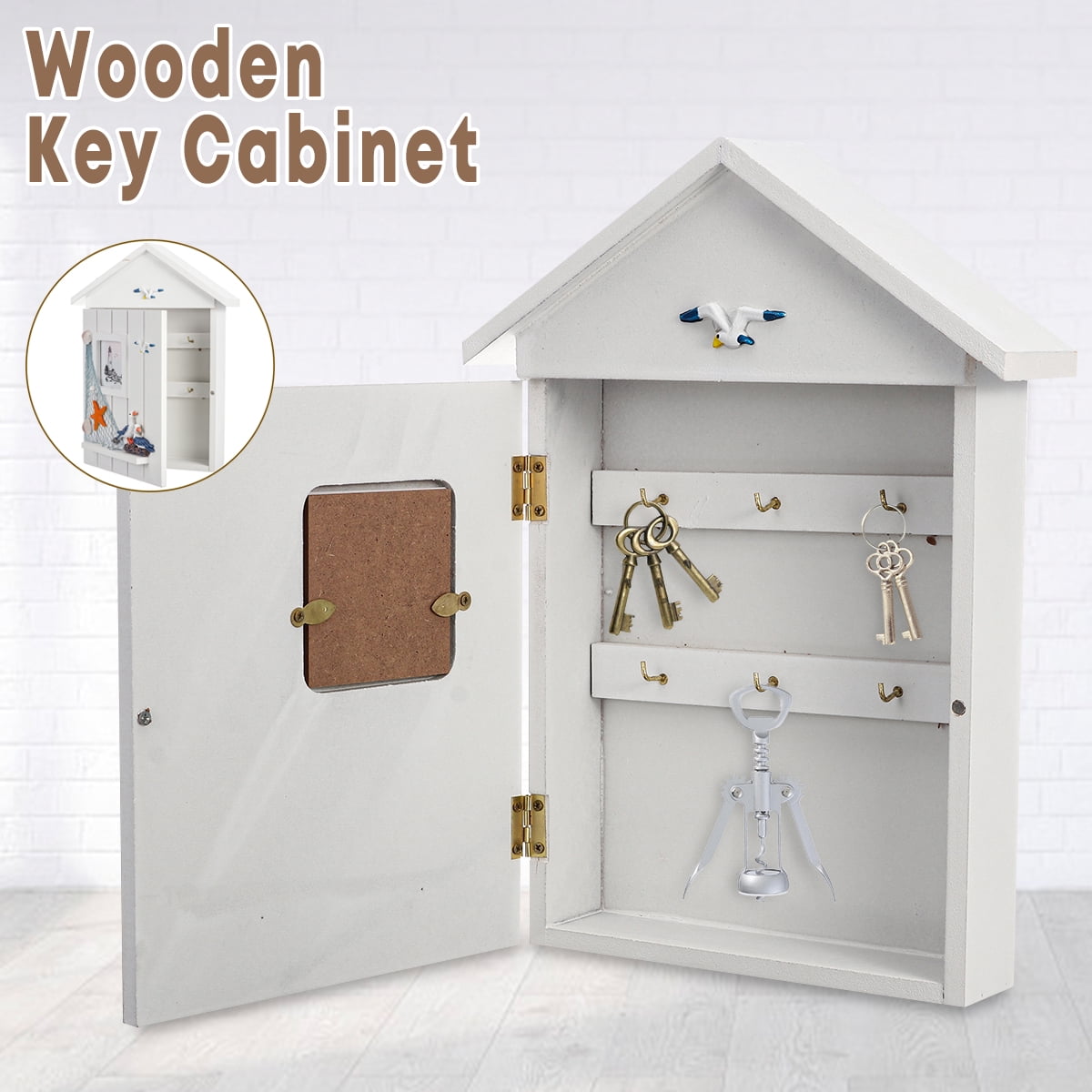 Ocean Style Wooden Wall Key Box Cupboard Holder Rack Storage w