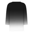 thumbnail image 4 of HOMBOM V-Neck Women Shirts 3/4 Sleeve Black Fall Gradient Color Loose Temperament T-Shirts, 4 of 6