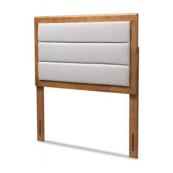 Baxton Studio Dexter Modern and Contemporary Light Grey Fabric and Walnut Brown Finished Twin Size Headboard,Wholesale