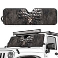 thumbnail image 2 of HUIACONG US Flag Deer Foldable Windshield Sun Shade Compatible with Jeep Wrangler Sun Shade fit for Jeep Wrangler JL JLU 2018-2025 / Jeep Gladiator 2020-2025 ,Keep Car Interior Cooler, 2 of 6