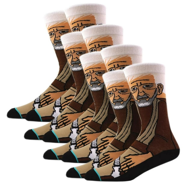 Calcetas de Personaje de Pelis SockStarWar14 4 Pares 6.5-10.5US Obi Wan Kenob Calcetines Tubo Medio Algodón.