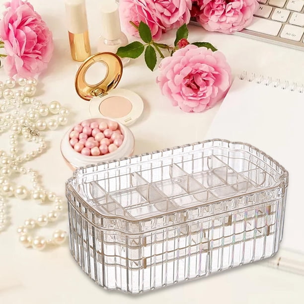 Caja de almacenamiento de joyas, bandeja para pendientes, organizador de joyas de 3 capas con múltiples rejillas, multifuncional, gran capacidad para Claro Dorado Yinane Bandeja de almacenamiento de joyas