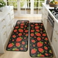 thumbnail image 4 of Kitchen Rugs Sets Of 2,Red Strawberry Plants Fruit Pattern Black Pattern Anti Fatigue Kitchen Mat Rugs Non Slip Washable,Decorative Kitchen Floor Mats for Kitchen,Sink,Laundry,17"x47"+17"x47", 4 of 5