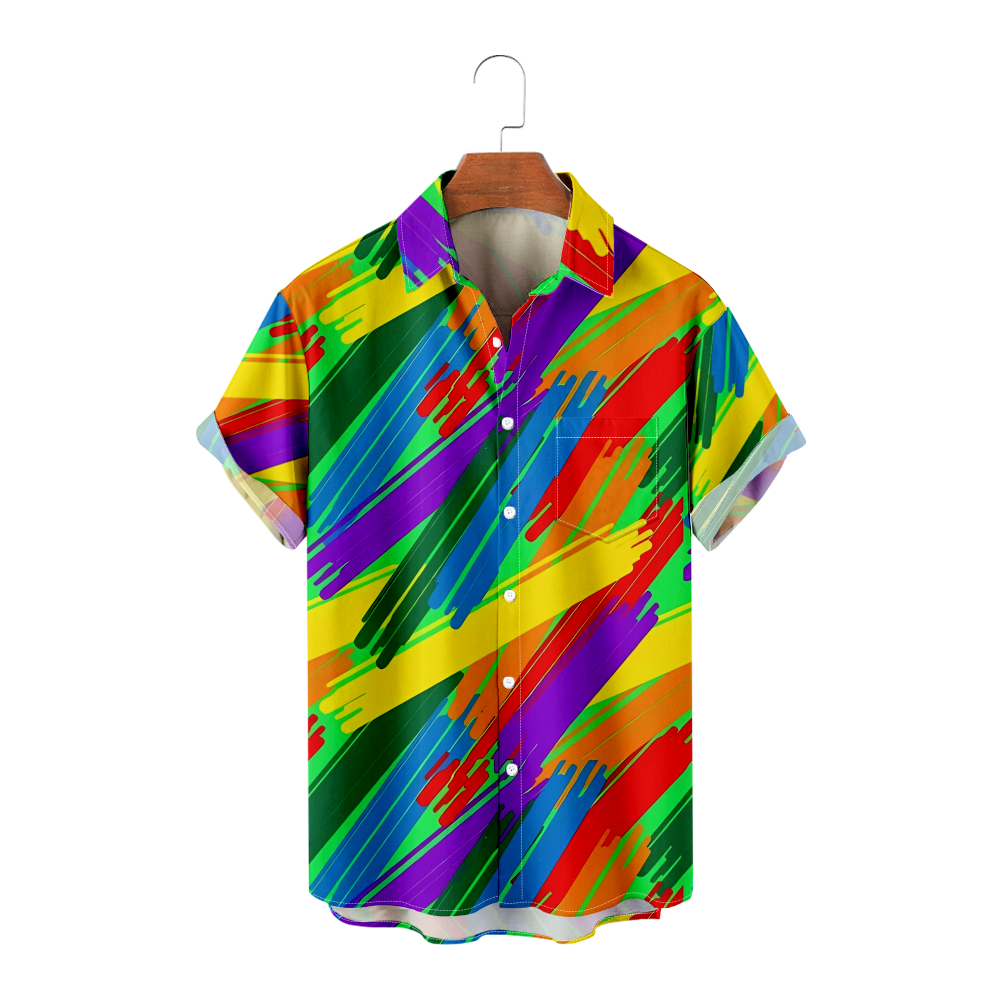 Adult's Shirt LGBT Rainbow Popular Unique Animation Print Men Apparel