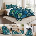 thumbnail image 6 of Twin Quilt Set 68''x86'', Deep Green Fishes Lightweight Summer Bedspread Coverlet Set with 2 Pillow Shams, Cartoon Coastal Ocean Fish Striped Breathable All Season Quilt Bedding for Dorm/Bedroom, 6 of 9