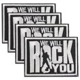 thumbnail image 1 of Parches TemoAdhesivos de Grupos Music21 4 Parches We Will Rock You 7.5x5.5cm Negro/Blanco Bordado Adhesivo para Planchar PatchPros MXOCK-004, 1 of 1