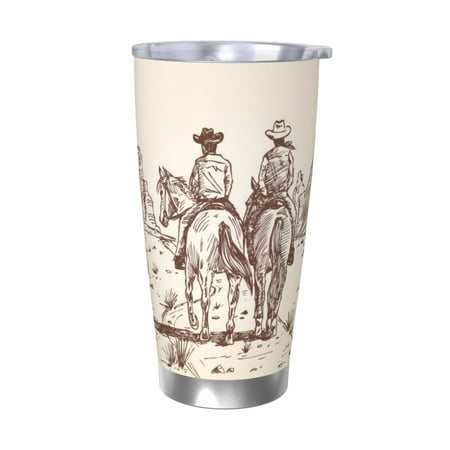 

Salouo Cowboys Riding Horses Print 20oz Tumbler with Lid Stainless Steel Vacuum Insulated Tumbler Durable Insulated Coffee Mug Thermal Cup with Splash Proof Sliding Lid-Without Straw