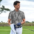 thumbnail image 2 of Kdxio Zebra Skin Print Men's Short Sleeve Polo Shirt,Midweight Men's Shirt, 2 of 5