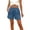 Blue, variant on LIBRCLO Womens Shorts Solid Color Elastic Denim-like Shorts with Pockets Pleats Casual Loose Summer Bottoms