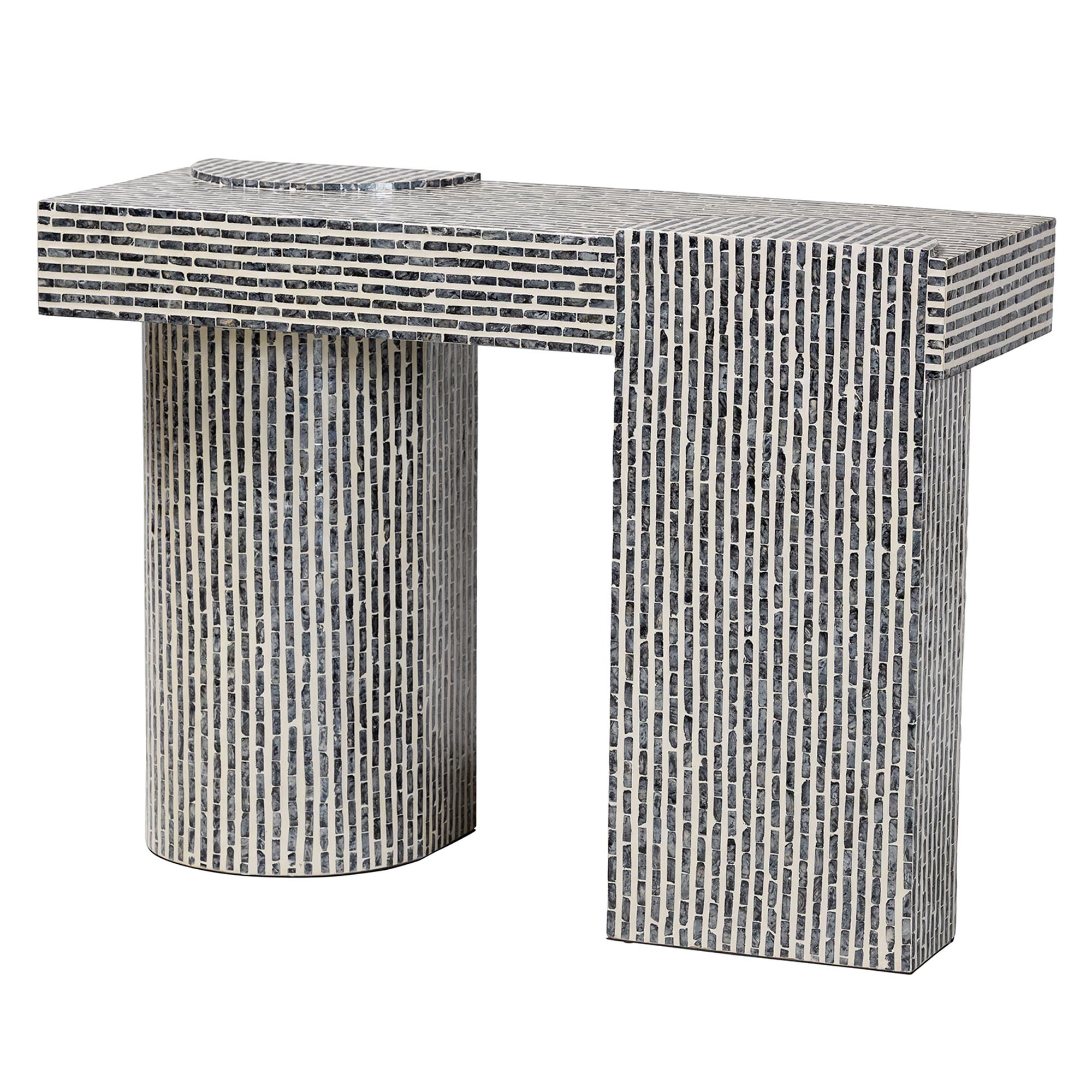 bali & pari Tawana Coastal Console Table, Black/White
