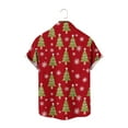 thumbnail image 4 of Men's Button Down Shirts Xmas Tree Print Christmas Clothes Short Sleeve Collared Blouse Tops for Men Big and Tall (XL, Red), 4 of 5