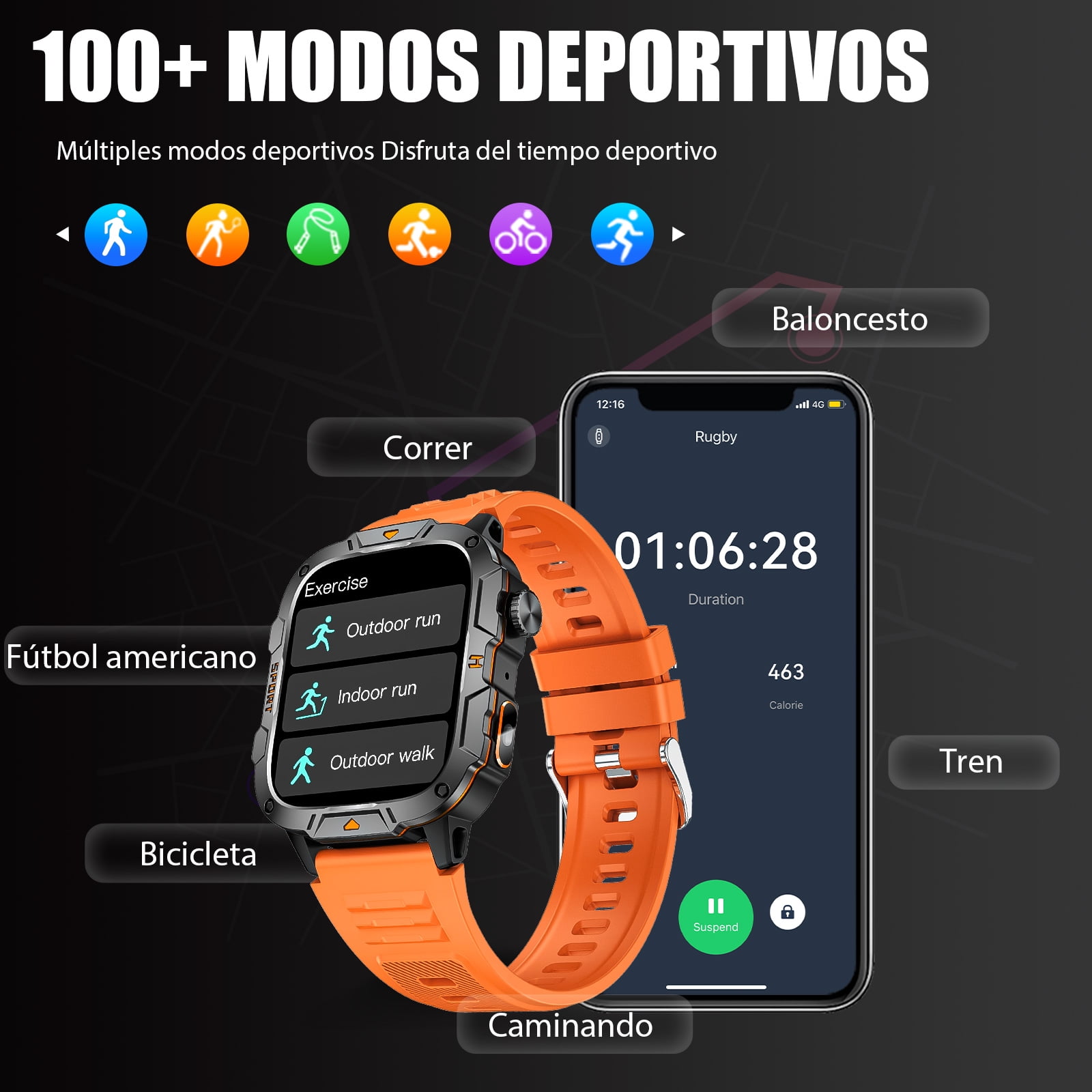 Cyberdyer Men's Smart Watch with LED Flashlight, 1.96" HD Screen, 100+ Sports Modes, 25-Day Standby, Compatible with iPhone & Android, Holiday Gift
