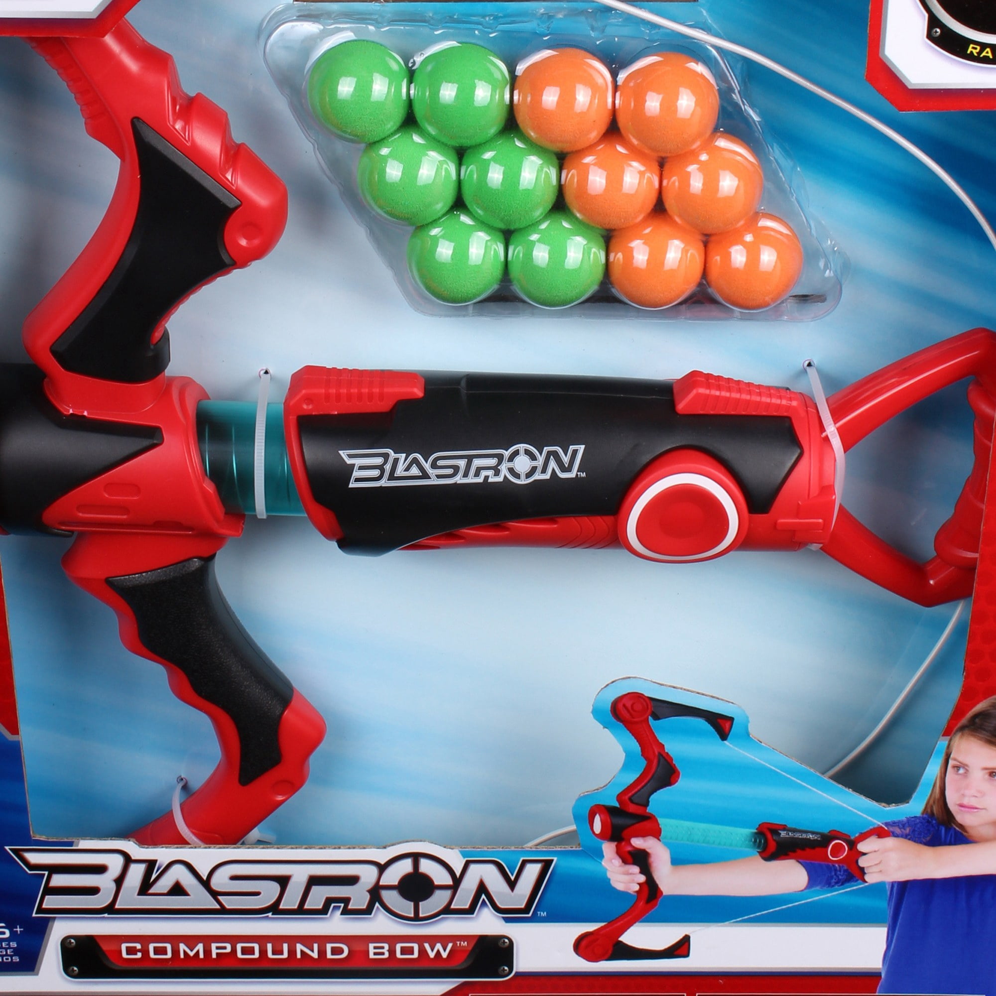 NKOK Blastron CannonBall Blaster: Compound Bow -  22"L 3844, Includes 12 Lightweight Foam Balls, Toy Shoots Up To 20 Feet, Children’s Blaster, Pump Action & Sight, For Kids Ages 6+