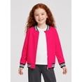 thumbnail image 2 of LittleSpring Toddler Girls Varsity Jacket Zip Up Bomber Jackets Outerwear Casual Classic Baseball Jacket Hot Pink 2T, 2 of 7