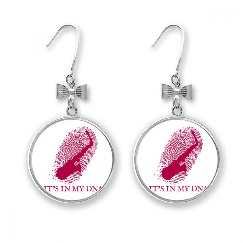 Musical Saxophone Gene Fingerprint Bow Earrings Drop Stud Pierced Hook