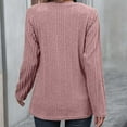 thumbnail image 4 of ATOYSOY Women's Crew Neck Sweatshirts Winter Loose Sweaters Fashion Lazy Solid Color Ribbed Pullover Long Sleeve Button Tops Fall Casual Blouses Pink XL, 4 of 4