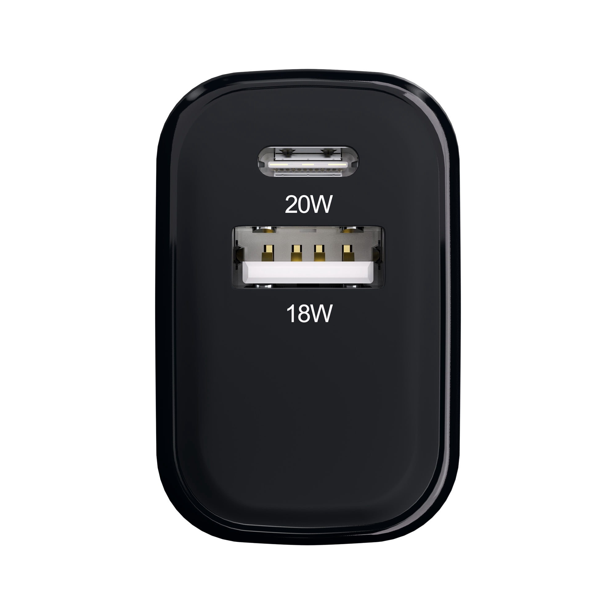 Powertek 20W USB-C PD + USB-A Dual Port Wall Charger, Black