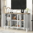thumbnail image 3 of 47.2'' Retro TV Stand for TVs Up to 43 Inches, Entertainment Center Media Console Cabinet with 3 Spacious Cabinets, Glass Cabinet Doors & Anti-Tip Device for Living Room, 3 of 9