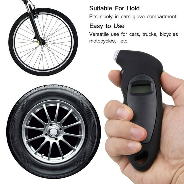 Fiudx Manómetro Digital para Neumáticos, Comprobador de Presión Lcd Preciso, Boquilla Iluminada para Uso Nocturno, Diseño Ergonómico con Agarre Antideslizante, Mantenimiento de Automóviles y Motocicl
