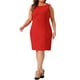 thumbnail image 2 of Vestido de tubo sin mangas para mujer de tallas grandes Agnes Orinda, con cuello barco, vestido casual recto de lápiz para trabajo 3X rojo, 2 of 6