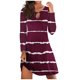 thumbnail image 1 of ICHUANYI Clearance Fashion Women Casual Loose Round Neck Long Sleeve Comfy Printing Dresses(Wine, XXL) ICHUANYI WER2023081206293, 1 of 4