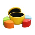 thumbnail image 2 of ORE International Contemporary Wood Storage Ottoman with 4 Seating in Yellow, 2 of 2