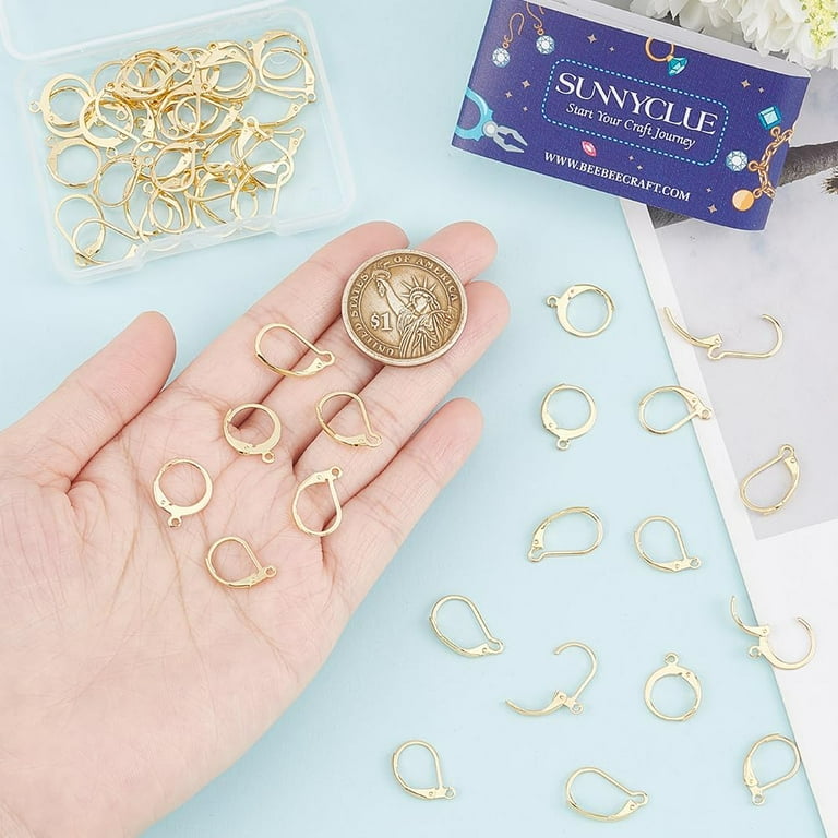 1Box 60Pcs Styles Real 24K Gold Plated Earring Hooks Stainless