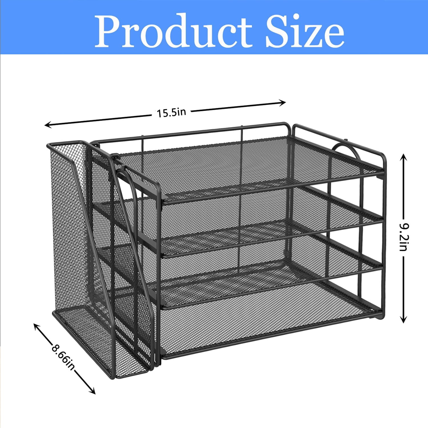 4-tier Paper Organizer With Magazine Holder  Desk Organizers And Accessories & Workspace File For Office Supplies Storag (black 4-tier)