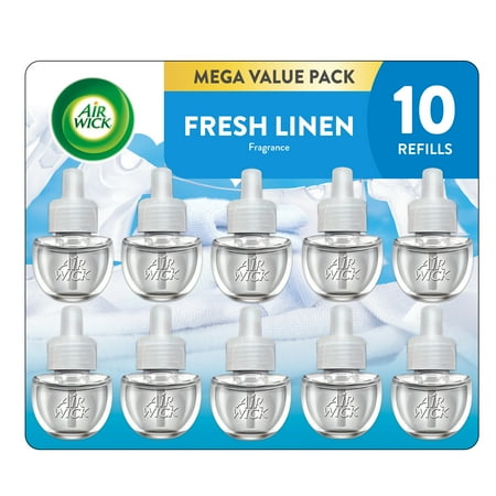 Air Wick Plug-In Scented Oil Air Freshener Warmer Refills Fresh Linen 10 Count